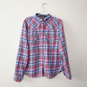 Jachs Girlfriend - Long Sleeve Button-Down Plaid Shirt (XL)